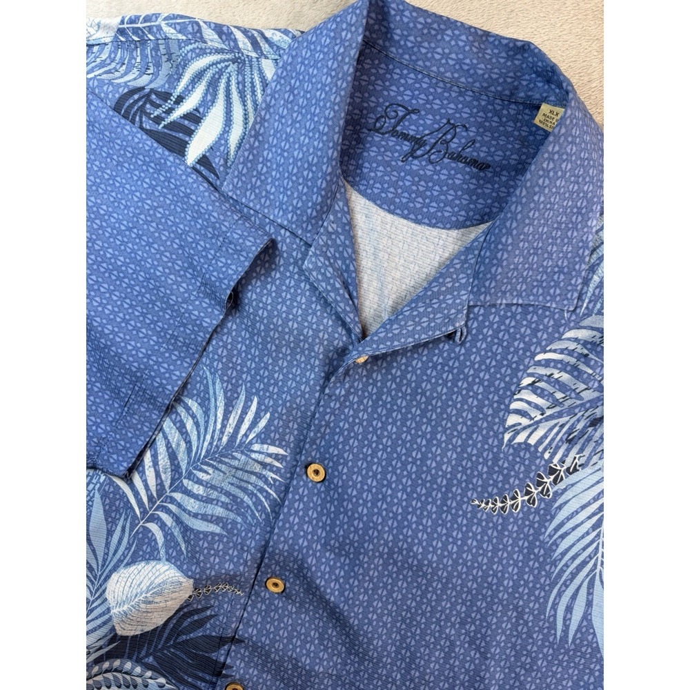 Tommy Bahama Shirt Men's XLX Hawaiian Camp 100% Silk Island Print Blue Relax Fit